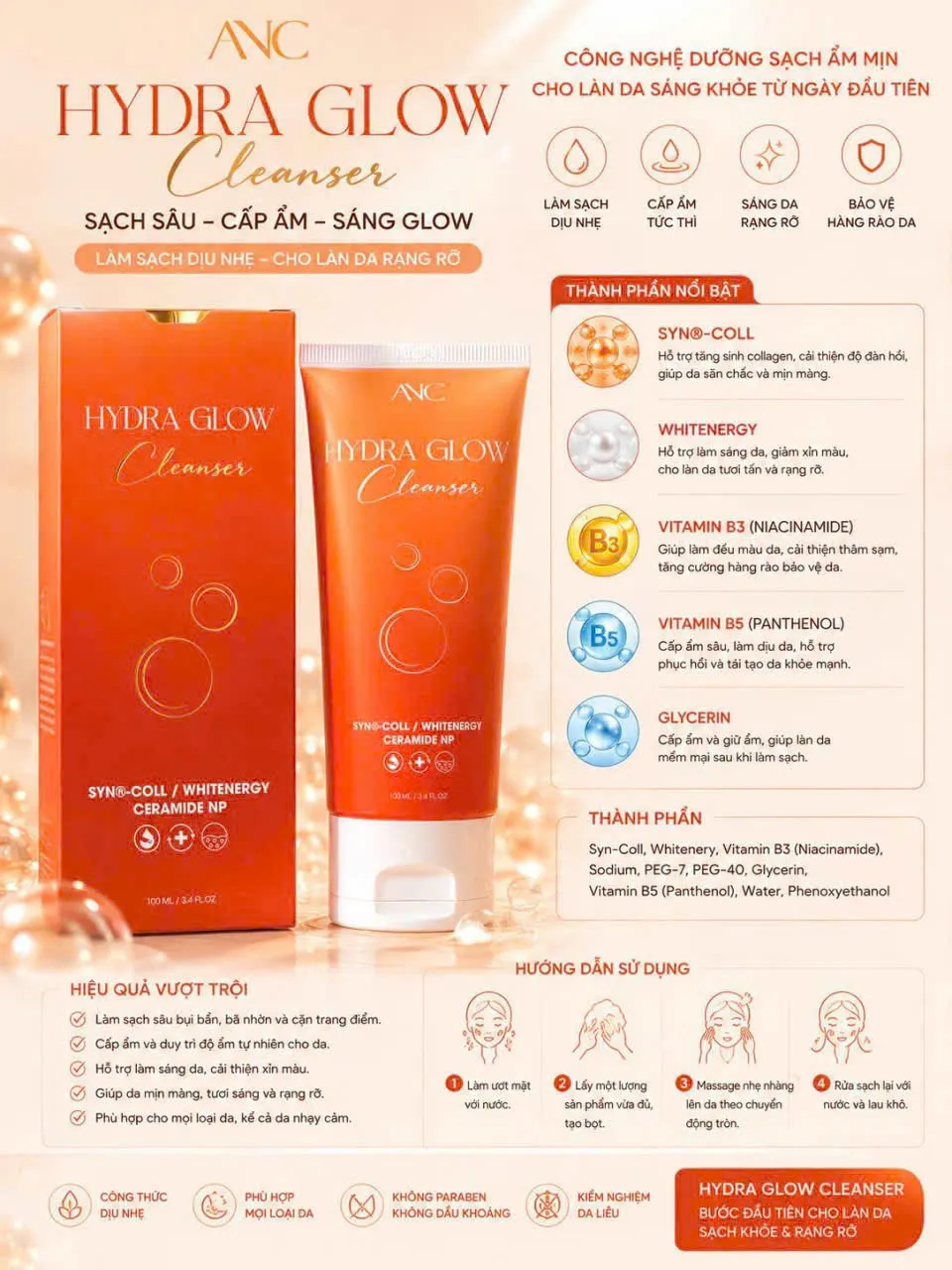 Sữa rửa mặt Hydra Glow của ANC